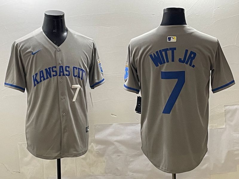 Men Kansas City Royals #7 Witt jr Grey Game 2025 Nike MLB Jersey style 3161
